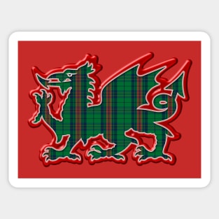 The Owens / Bowen Family Name Tartan Cymru Welsh Dragon symbol design Sticker